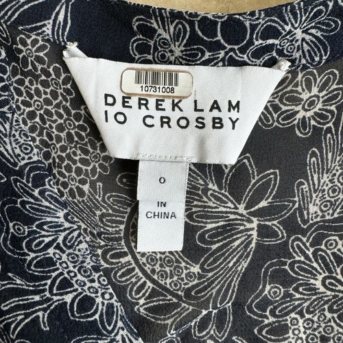 Derek Lam 10 Crosby Black Floral Ruffle Bell Long Sleeve Women Sz 0 Silk Pockets - Picture 17 of 19