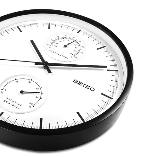 New SEIKO Temperature/Humidity Display Silent Wall Clock (QXA525K)Free Shipping - Picture 2 of 3