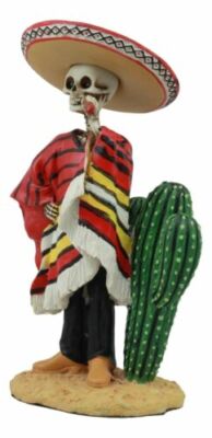 Day Of The Dead Skeleton El Bandito With Poncho Sombrero Puffing