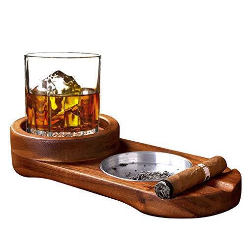 Cenicero de madera para cigarros con soporte de vidrio para terrasse außen - Bild 1 von 6