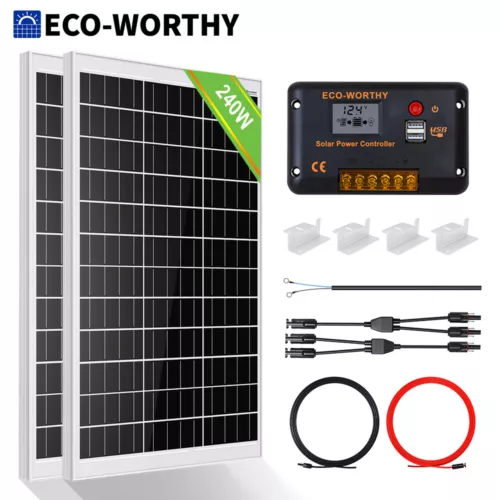 ECO-WORTHY 240W Watt 12Volt Mono Solar Panel Kit Battery Charger Caravan Shed RV - Picture 3 of 9
