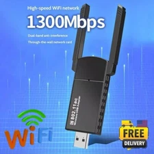 1300Mbps Long Range AC1300 Dual Band 5GHz Wireless USB 3.0 WiFi Adapter WIN10 AA