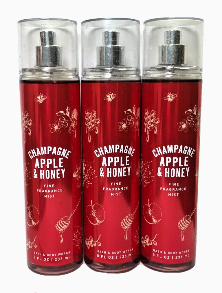 Bath and Body Works 3 CHAMPAGNE APPLE & HONEY Fine Fragrance Mists FREE