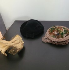 3 preowned hats, vintage head pieces