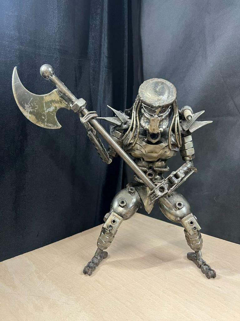SCRAP METAL STEEL ART PREDATOR WITH AXE 12" MODEL | BUY WITH CONFIDENCE! for sale  SOUTHAMPTON