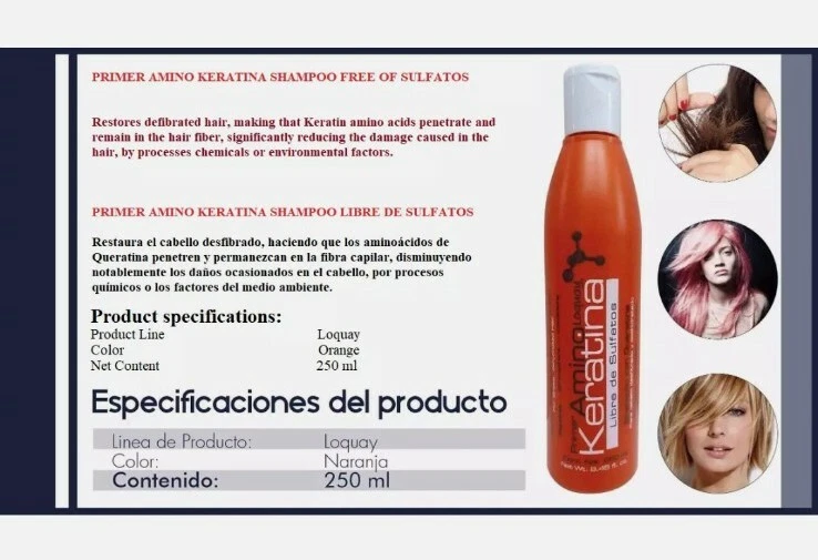 Primer Amino Keratina Loquay Shampoo Sulfate Free 250 ml./8.45 oz. ( 1 Bottle ) - Image 3 of 4