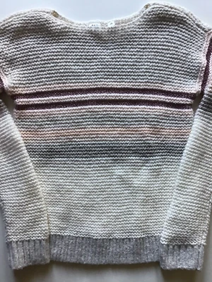 Girls Gap Kids Sweater Size XL 12-13 Years Off White Pink Gray Striped - Image 1 of 4