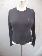 NIKE DRI-FIT Size L (10-12) Girls Black Crew Neck Long Sleeve Athletic Top 463