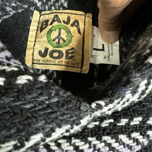 Baja Joe Hoodie Poncho Adult Large Drug Rug Blue Purple Stripe Hippie Pullover - Picture 6 of 13