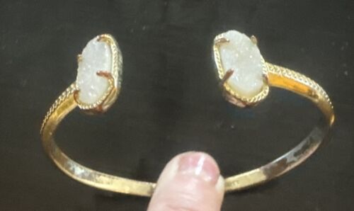 Kendra Scott Edie Gold Rose Gold Drusy Bangle Cuff Bracelet - Picture 2 of 6