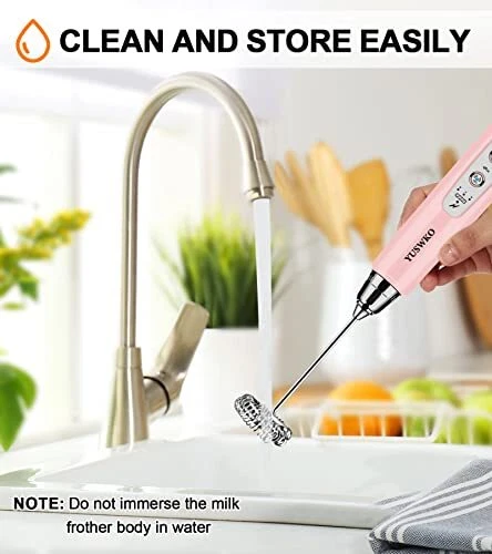 Milk Frother Handheld With 3 Heads Coffee Whisk Drink Foam Mixer With Usb Rechar