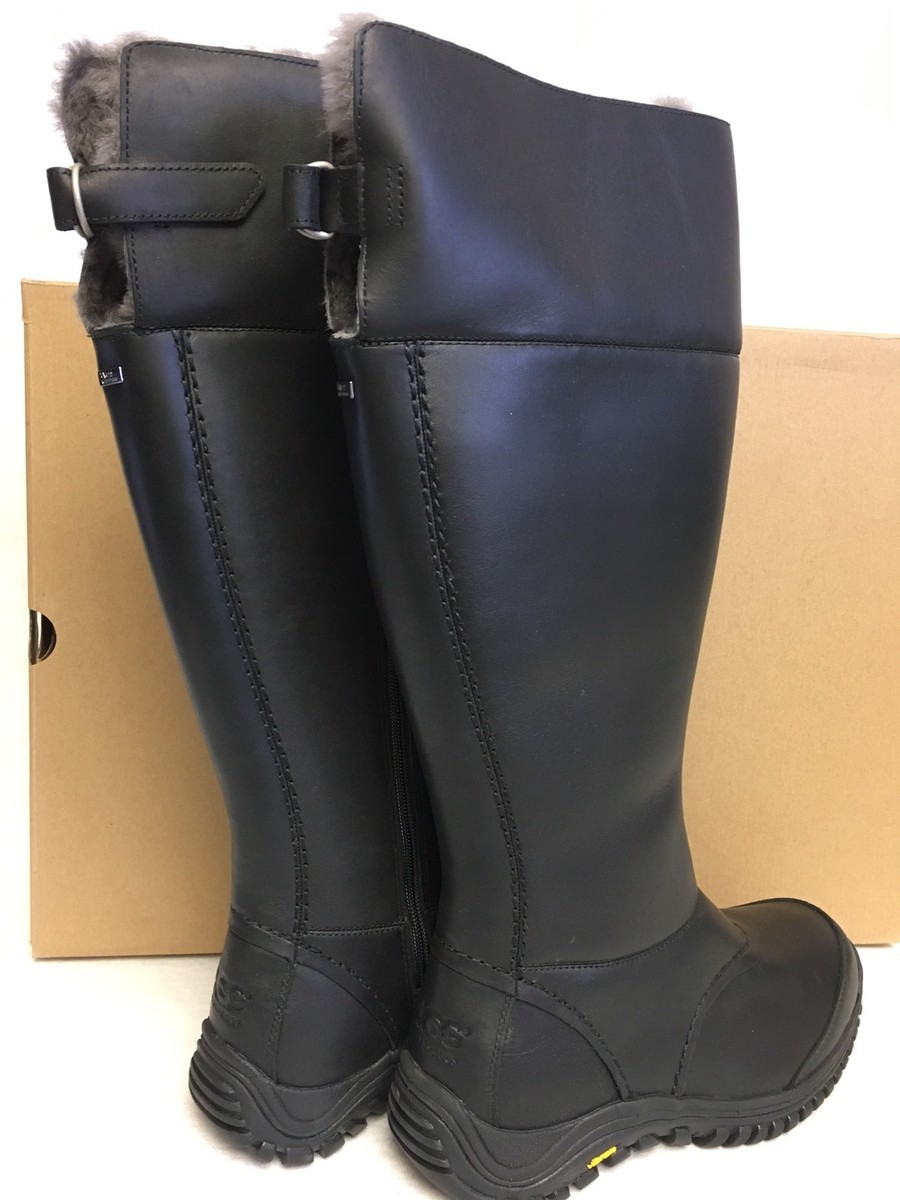 NEW UGG WOMENS MIKO WATERPROOF LEATHER BLACK BOOTS US 7 S N