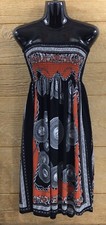 Women's Dress One Size Off Shoulder Stretch Black Orange Tube Knee Length