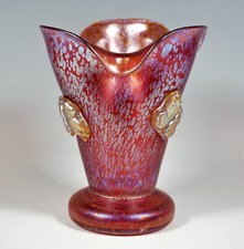 Loetz Art Nouveau Vase Camelienred Papillon Schmetterlingen Austria Circa 1900