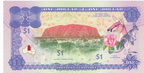 Billete de banco NORTHERN TERRITORY (NT Australia) $1 2018 serie baja 00016 x 1 FANTASY - Imagen 2 de 2