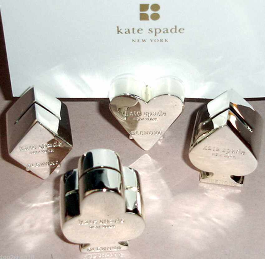 Kate Spade Lenox Gin Rummy Place Card Holders SET/4 Silverplate