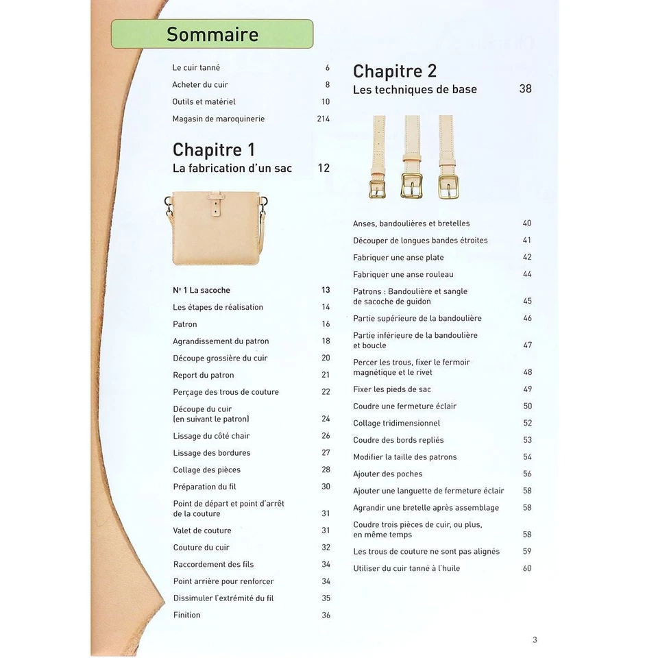 Livre "Sacs en cuir - 18 modèles à fabriquer soi-même" - Yoko Ganaha - Photo 3/4