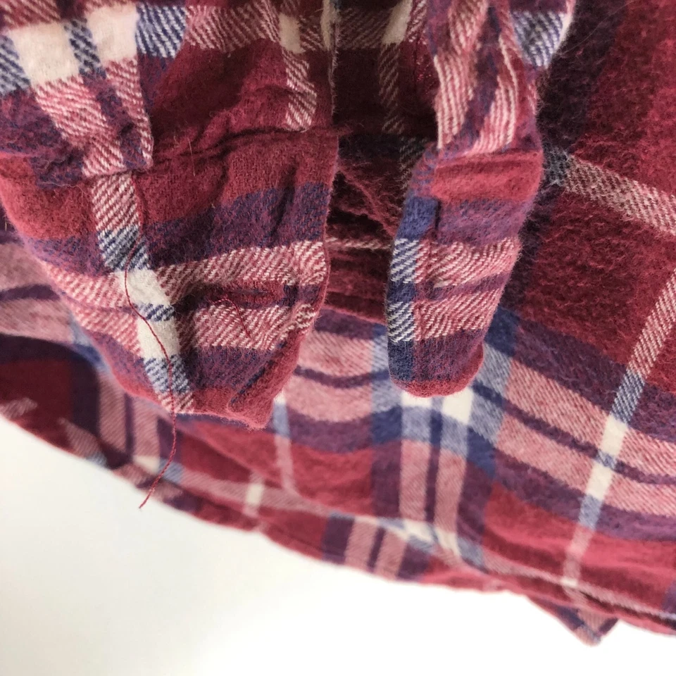 Camisa de franela a cuadros roja Charlotte Russe para mujer 100 % algodón bolsillos talla S Foto 3 de 4