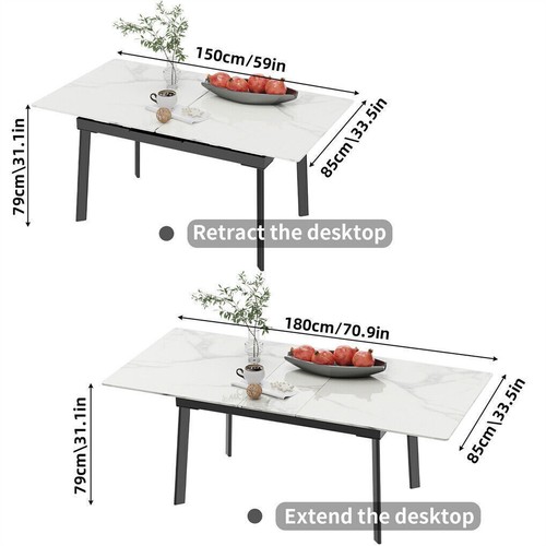 Flexible Extendable Dining Tables Sintered Stone Top w/ High Strength Metal Legs - Picture 25 of 25