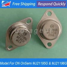 2PCS For ON MJ21195G & MJ21196G TO-3 Power Amplifier Transistors Output PNP NPN
