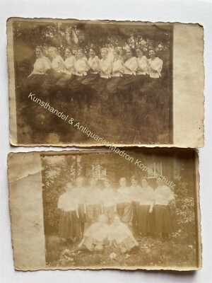 2pcs orig. Photo postcard Sportklub Stahlwerk Becker Willich Crefeld 1922 girl