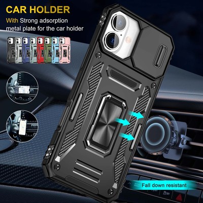 For iPhone 16 15 14 13 12 11 Pro Max Shockproof Case Magnetic Ring Rugged Cover