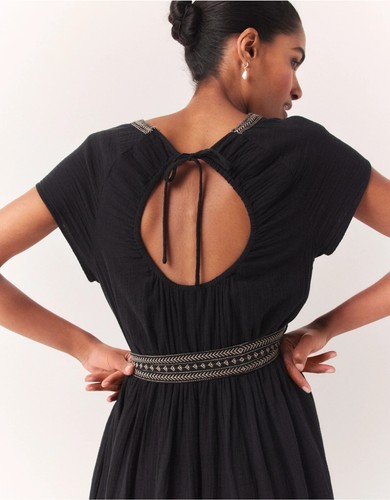 The White Company Organic Double Cotton Scoop Detail Dress Black UK 16, UVP 139£ - Bild 3 von 4