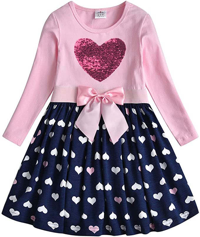VIKITA Baby Girl Sequin Heart Long Sleeve Dress Winter Size 18-24 Months |  eBay