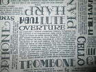 Music Words Symphany Concert Piano Orchestra Jazz Band White Cotton Fabric Fq
