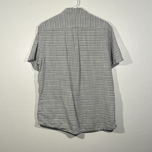 Grayers Button Up Shirt Men Size Large Gray White Striped Lightweight Breathable - Picture 8 of 11