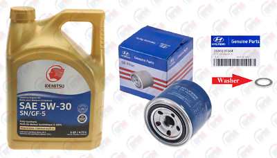 GENUINE Oil Filter 26300-35504 + 5 QTS. IDEMITSU 5w-30 Oil for Hyundai & Kia