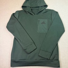 Adidas Hoodie Mens Medium Green Excellent Fleece Zip Pocket Sweatshirt