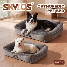 Skylos Orthopedic Dog Bed Soft Arctic Velvet Pet Bed Anti-Slip Mattress Large