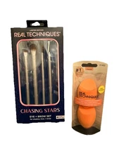 Real Techniques Chasing Stars Eye + Brow Set & 2 pack Blending Sponges NEW