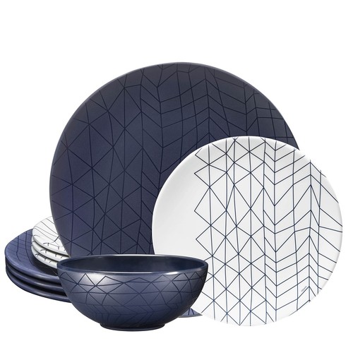 12 Piece Melamine Dinnerware Set - Durable, Dishwasher Safe Plates and Bowls ...