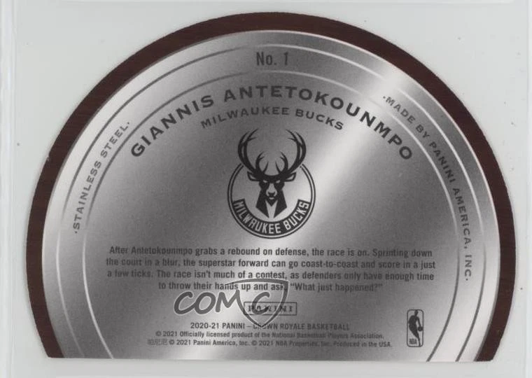 2020-21 Panini Crown Royale Test of Time Blue /75 Giannis Antetokounmpo #1 - Image 2 of 2