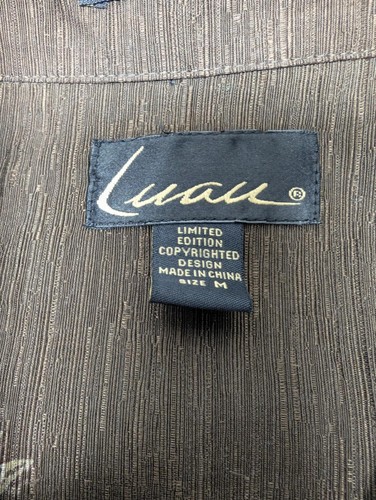 Luau Men’s Vintage Silk Hawaiian Shirt Brown Palm Leaf Print Size M – 90s Vibes - Picture 7 of 11