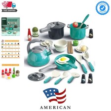 32Pcs Kids Play Kitchen Toys Set, Toddlers Pretend Cooking Playset Acccessori...