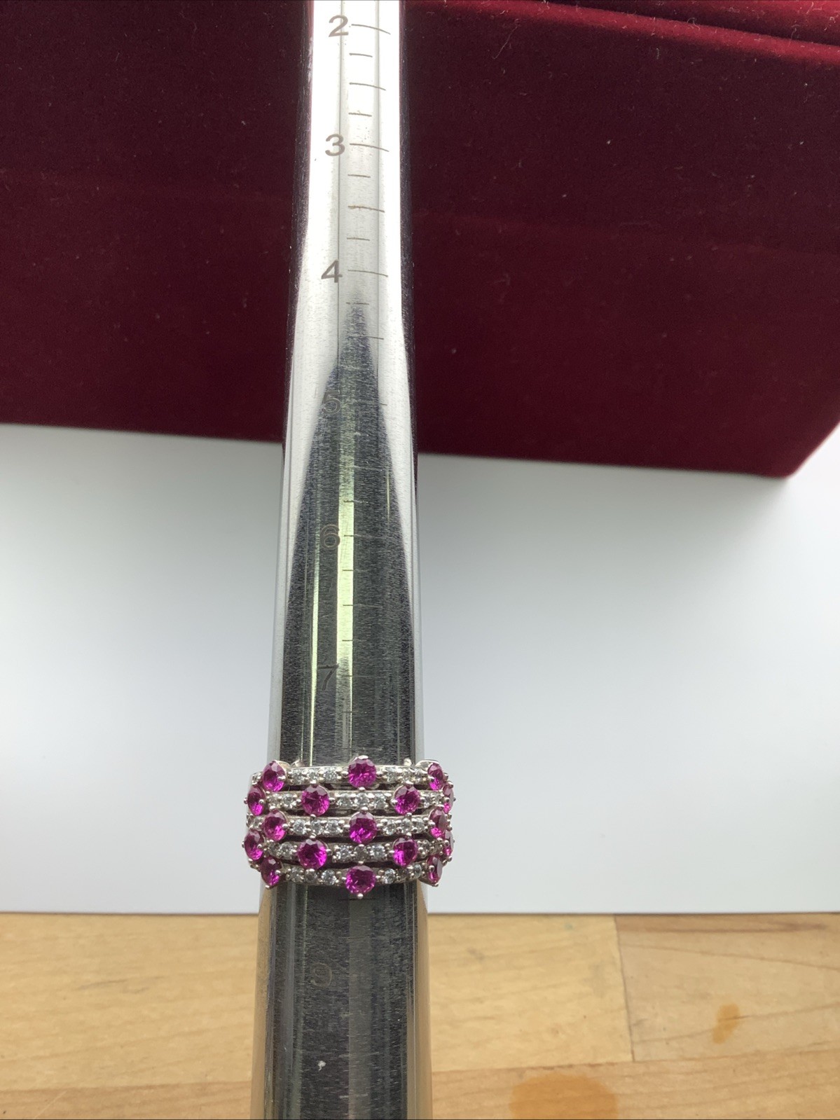 Ruby and white quartz ring sterling silver sz 8 w… - image 9