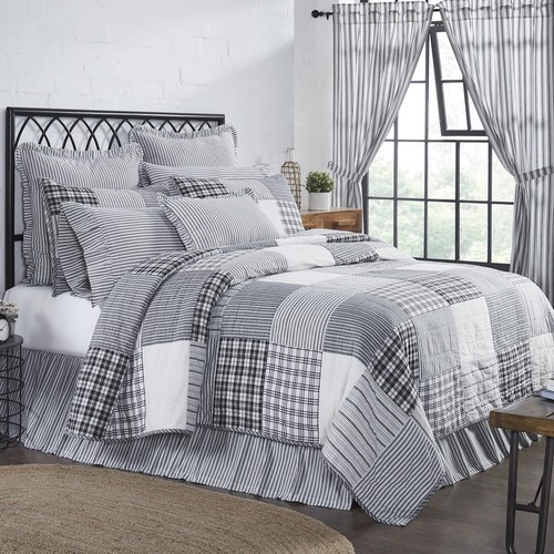 Vhc Brands, Sawyer Mill Patchwork Twin Quilt, Black, 68x86