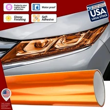 Fit For Headlight Taillamp Amber Orange Lens Vinyl Protection Film 1.9-5.8sqft