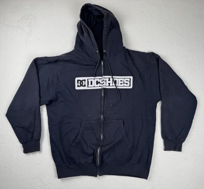 DC Shoes Hoodie Mens M Navy Full Zip Graphic Logo Skate Y2K