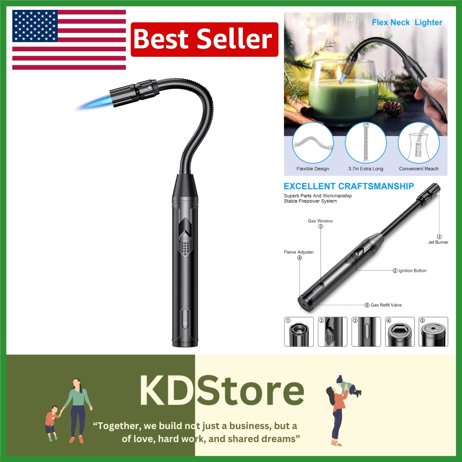 With Flexible Neck For Candles Bbq Grill