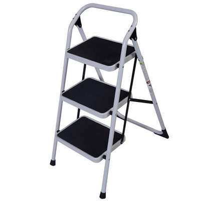 Portable 3 Step Folding Ladder Anti-Slip Platform Stool Safety Handrail for Home
