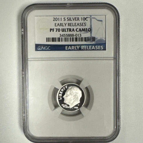 2011-S Proof Roosevelt Silver Dime NGC PF70 Early Releases Ultra Cameo.