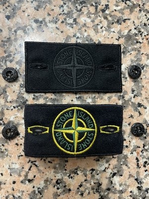 2er Set Badge Patch Aufnäher Stone Island Knöpfe Ersatz Black Classic