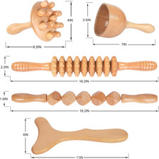 Wood Therapy Massage Tools 5-In-1 Lymphatic Drainage Massager Maderoterapia K...