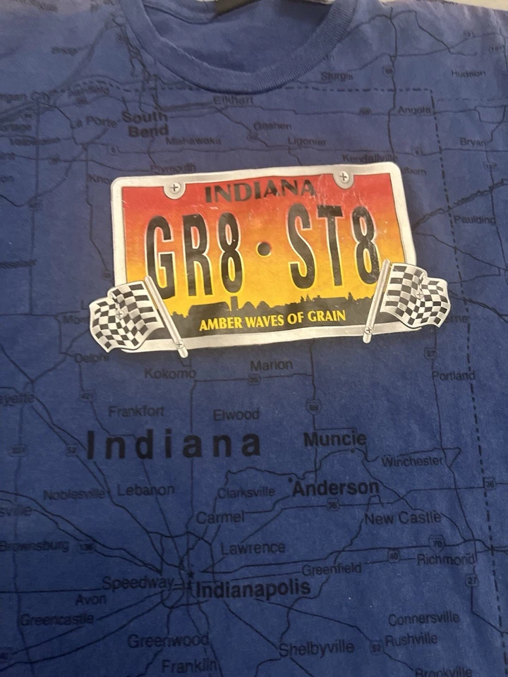 Camiseta vintage Indiana State Map Aop tamanho XL - Imagem 2 de 4