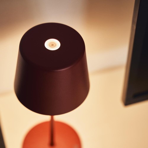 Lámpara de mesa LED a batería Down blanco cálido 3000K lámpara luz interior exterior IP65 rojo mate - Imagen 5 de 6