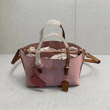 Coach Outlet Mollie Tote Bag 25 Signature Canvas Charms Gold Powder Pink CER24